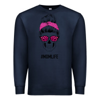Navy Pink Glitter, Leopard Pattern Mom Skull Premium Sweatshirt - Bettercallsaul