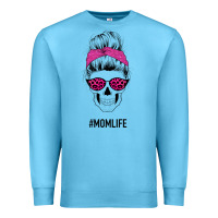 Ocean Blue Pink Glitter, Leopard Pattern Mom Skull Premium Sweatshirt - Bettercallsaul