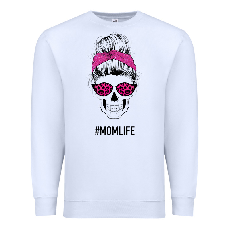 Pink Glitter, Leopard Pattern Mom Skull Premium Sweatshirt by Bettercallsaul | Teevron