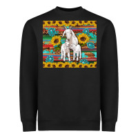 Goats Mom And Baby Sunflowers Gemstones Serape Leopard Glitter Wooden Heavyweight Sweatshirt | Teevron