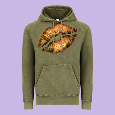 Western Sunflower Lips Vintage Hoodie Designed By Bettercallsaul