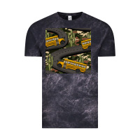 Cloud Black cactus camouflage school bus seamless pattern Vintage Tee - BundleAndBundleShop