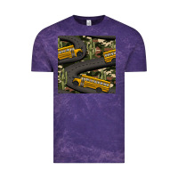 Cloud Purple cactus camouflage school bus seamless pattern Vintage Tee - BundleAndBundleShop