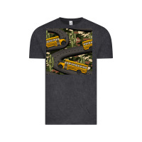 Vintage Black cactus camouflage school bus seamless pattern Vintage Tee - BundleAndBundleShop