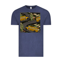 Vintage Denim cactus camouflage school bus seamless pattern Vintage Tee - BundleAndBundleShop