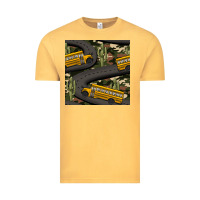 Vintage Mustard cactus camouflage school bus seamless pattern Vintage Tee - BundleAndBundleShop