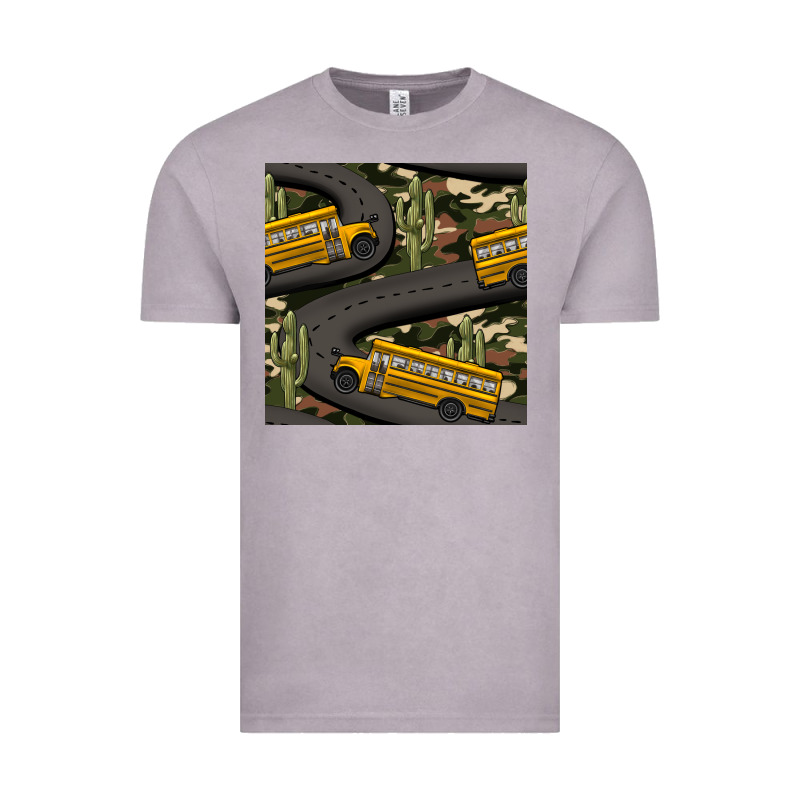 Cactus Camouflage School Bus Seamless Pattern Vintage Tee by BundleAndBundleShop | Teevron