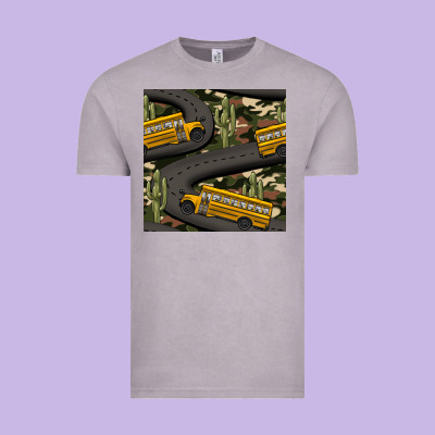 Cactus Camouflage School Bus Seamless Pattern Vintage Tee Designed By Bundleandbundleshop
