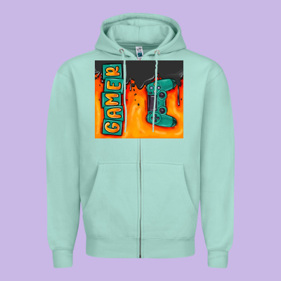Gamer Zipper Hoodie Designed By Maliassmallbusiness