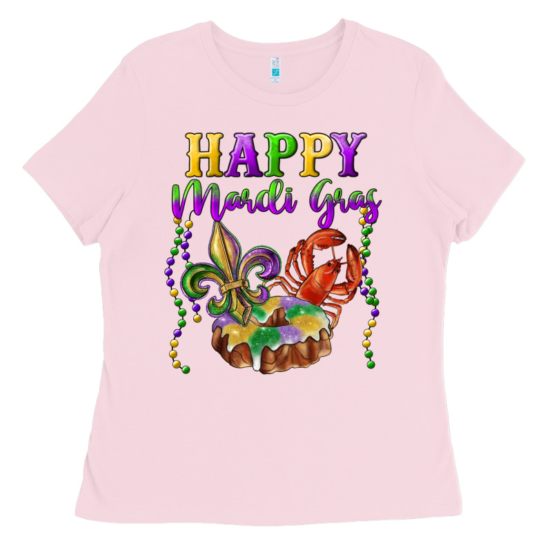 Happy Mardi Gras Fleur De Lis King Cake Crawfish Ladies Tee by RanaPortraitStore | Teevron