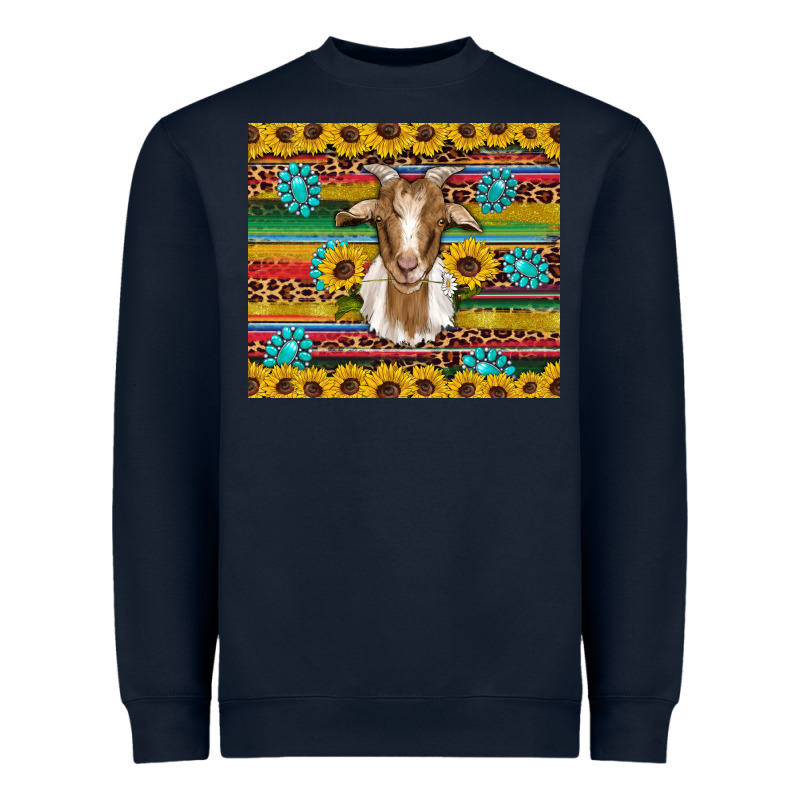 Goat Sunflowers Gemstones Serape Leopard Glitter Heavyweight Sweatshirt by Artiststas | Teevron