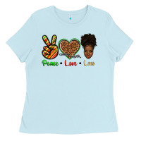 Baby Blue peace love locs Ladies Tee - texasbilliewilder
