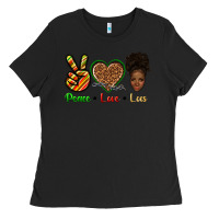 Black peace love locs Ladies Tee - texasbilliewilder