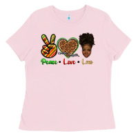 Bubblegum Pink peace love locs Ladies Tee - texasbilliewilder