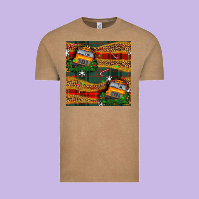 Christmas School Bus Seamless Pattern Vintage Tee Designed By Bundleandbundleshop