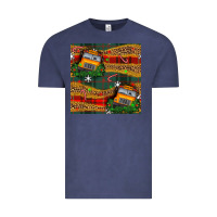 Vintage Denim christmas school bus seamless pattern Vintage Tee - BundleAndBundleShop
