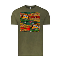 Vintage Olive christmas school bus seamless pattern Vintage Tee - BundleAndBundleShop