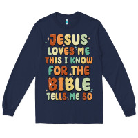 Navy jesus loves me this i know for the bible tells me Long Sleeve Tee - MaliasSmallBusiness