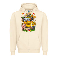 Sandshell farm animals with school bus Zipper Hoodie - NancyCooperArtShop
