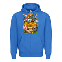 True Royal farm animals with school bus Zipper Hoodie - NancyCooperArtShop