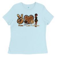Baby Blue peace love melanin Ladies Tee - texasbilliewilder