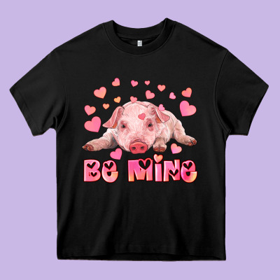 Be Mine Baby Pig Heavy Core Tee Designed By Ranaportraitstore