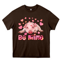 Chocolate Brown be mine baby pig Heavy Core Tee - RanaPortraitStore