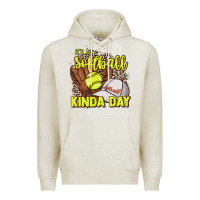 Oatmeal Heather It's a Softball kinda day leopard Premium Hoodie - NancyCooperArtShop