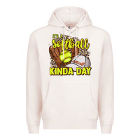 Pale Pink It's a Softball kinda day leopard Premium Hoodie - NancyCooperArtShop