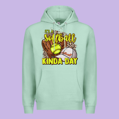 It's A Softball Kinda Day Leopard Premium Hoodie Designed By Nancycooperartshop