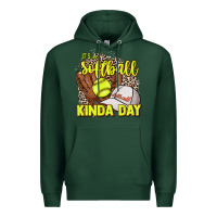 Sports Green It's a Softball kinda day leopard Premium Hoodie - NancyCooperArtShop