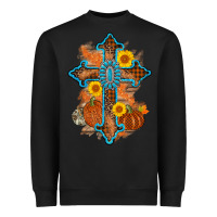 Black thanksgiving cross pumpkin sunflower Heavyweight Sweatshirt - AdoDesignShop