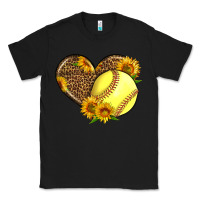 Black Softball Heart With Sunflowers Classic Tee - LillyAllenDesigns