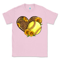 Bubblegum Pink Softball Heart With Sunflowers Classic Tee - LillyAllenDesigns