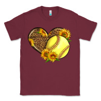 Burgundy Softball Heart With Sunflowers Classic Tee - LillyAllenDesigns