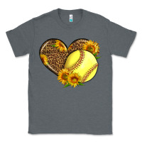 Charcoal Heather Softball Heart With Sunflowers Classic Tee - LillyAllenDesigns