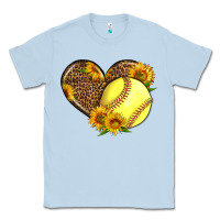 Dusty Blue Softball Heart With Sunflowers Classic Tee - LillyAllenDesigns