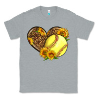Heather Grey Softball Heart With Sunflowers Classic Tee - LillyAllenDesigns