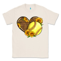 Natural Softball Heart With Sunflowers Classic Tee - LillyAllenDesigns