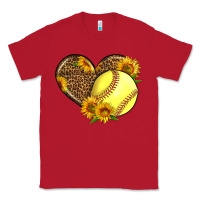 Red Softball Heart With Sunflowers Classic Tee - LillyAllenDesigns