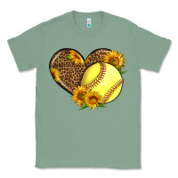 Sage Softball Heart With Sunflowers Classic Tee - LillyAllenDesigns