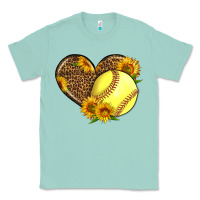 Seafoam Softball Heart With Sunflowers Classic Tee - LillyAllenDesigns