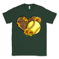 Sports Green Softball Heart With Sunflowers Classic Tee - LillyAllenDesigns
