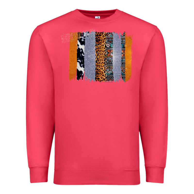 Western Cowhide Glitter Aztec Leopard Pattern Brushstroke Premium Sweatshirt by Bettercallsaul | Teevron