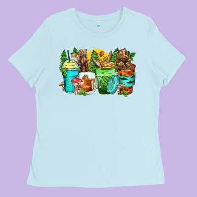 Bear Coffee Cups Ladies Tee Designed By Zillion Design Studio