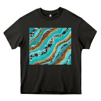 Asphalt turquoise brushstrokes with leopard and cowhide Heavy Core Tee - RanaPortraitStore