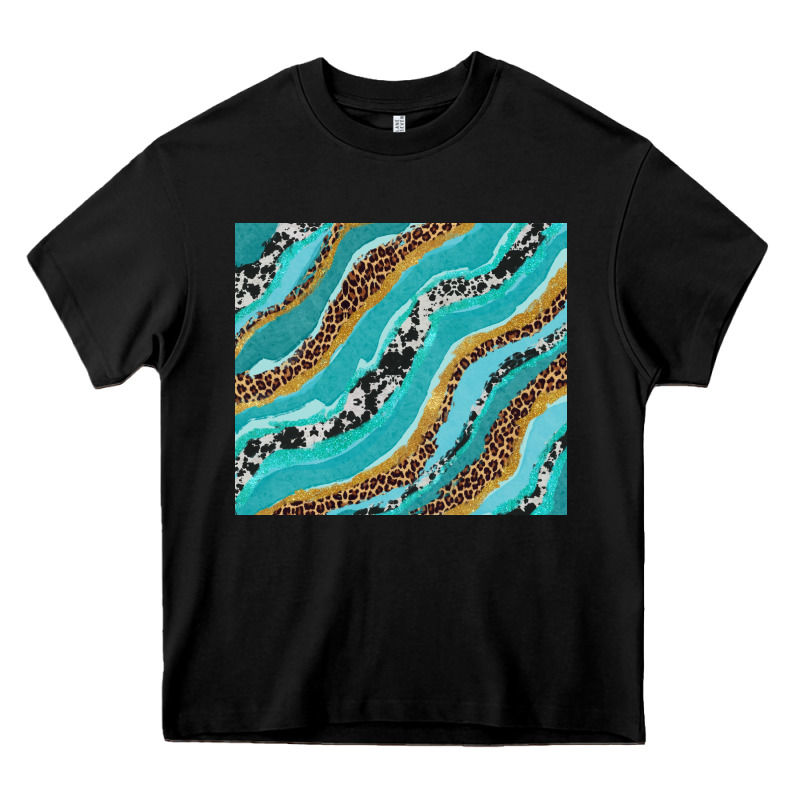 Turquoise Brushstrokes With Leopard And Cowhide Heavy Core Tee by RanaPortraitStore | Teevron