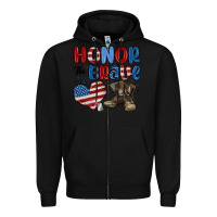 Black honor the brave Zipper Hoodie - MaliasSmallBusiness