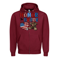 Burgundy honor the brave Zipper Hoodie - MaliasSmallBusiness