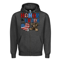 Charcoal Heather honor the brave Zipper Hoodie - MaliasSmallBusiness